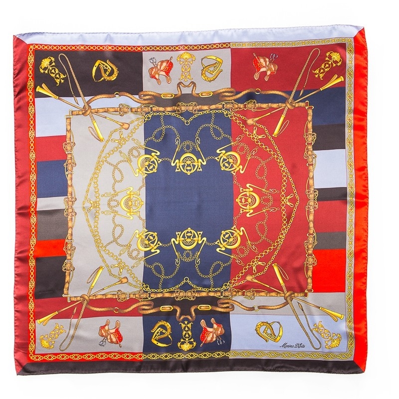 Silk Scarf Marina D'Este Sienna navy