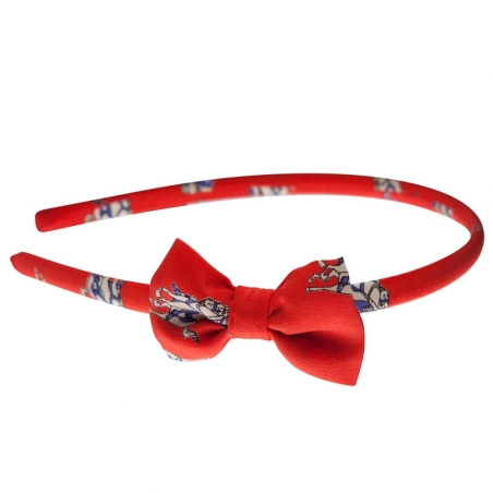 Headband Hot Red Jeans cu fundiţă
