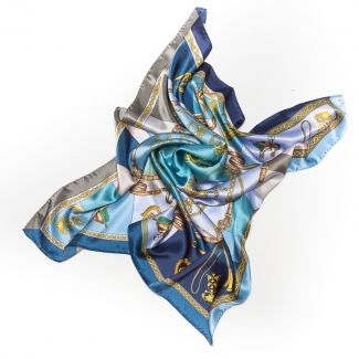 Silk Scarf Marina D'Este Sienna blue