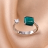Inel reglabil argint Emerald Cat Eye square silver
