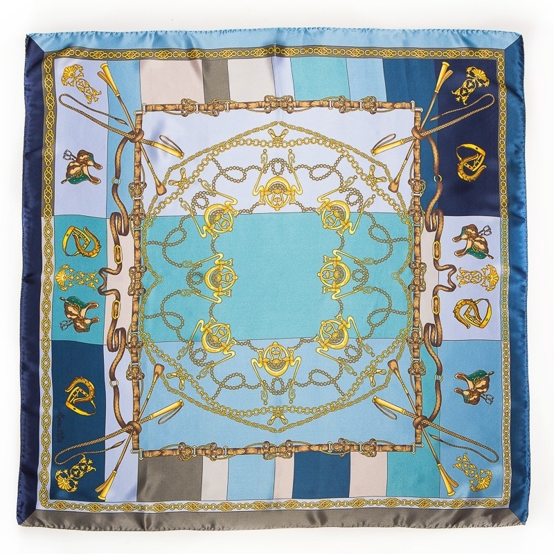 Silk Scarf Marina D'Este Sienna blue