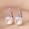 Cercei argint Milky White Cat Eye