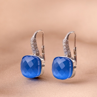 Cercei argint Beauty Blue Tanzanite Cat Eye fatetat