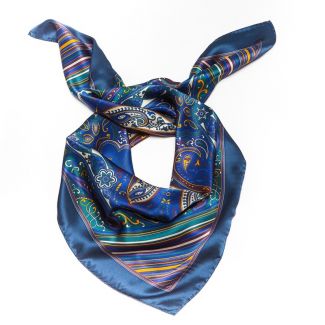 Luxury Gift: Silk Scarf Marina D'Este paisley arabesc and silk bow clip