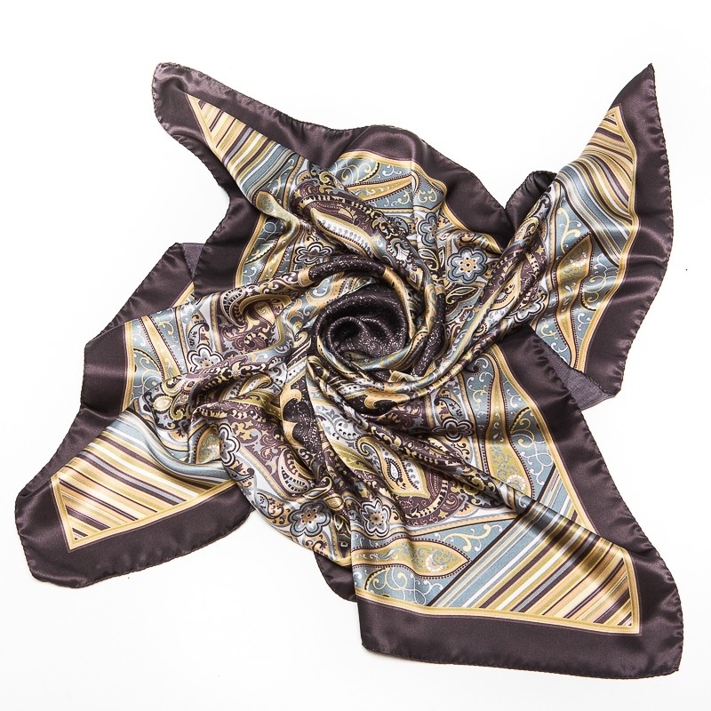 CADOU: Esarfa matase naturala Marina D'Este paisley earth