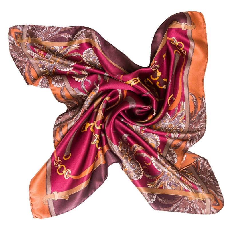 Silk Scarf Marina D'Este London Club burgundy