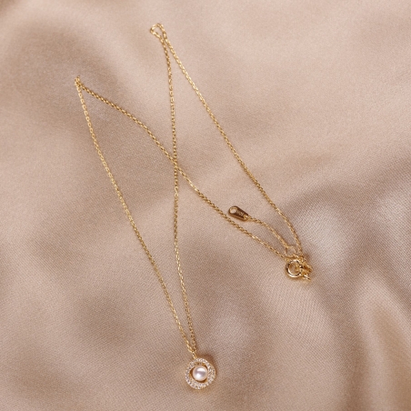 Colier argint Flower Pearl