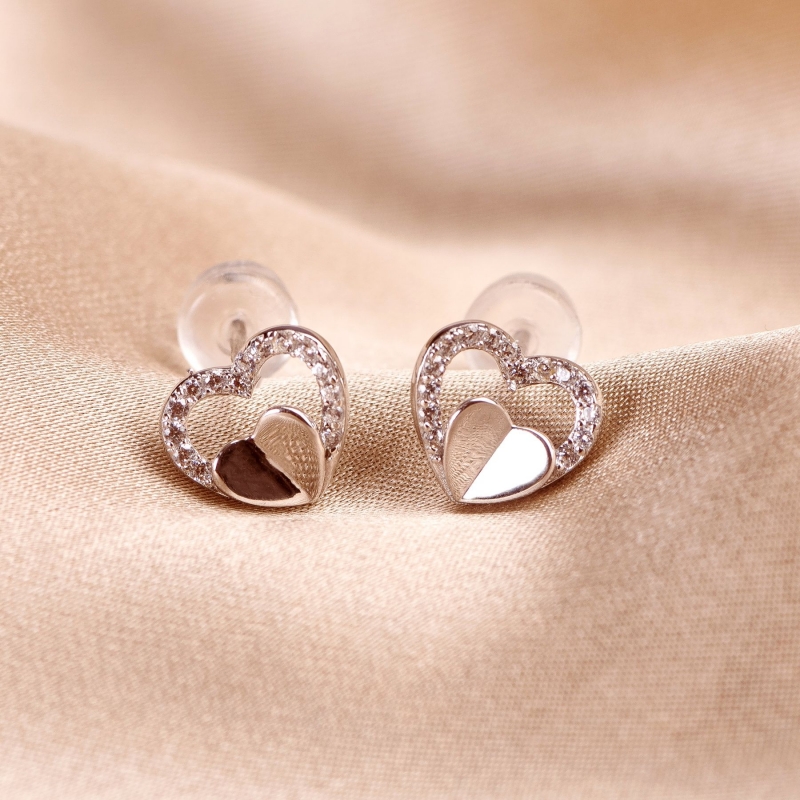 Sterling Silver Earrings Hearts for Love silver