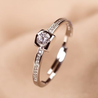 Sterling Silver Ring ajustable Solitaire zirconia