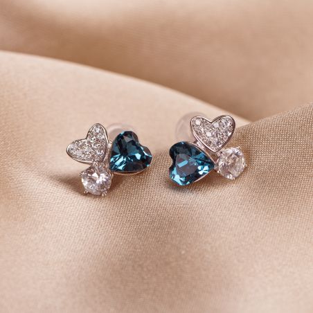 Sterling Silver Earrings Bermuda Blue Heart