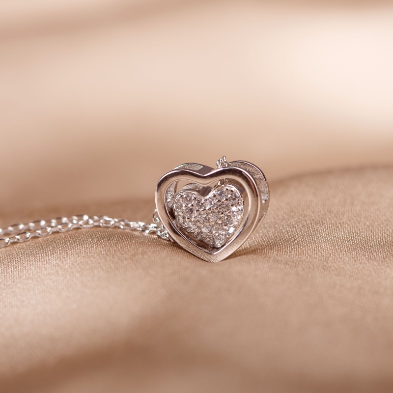Sterling Silver Necklace I Give You My Heart