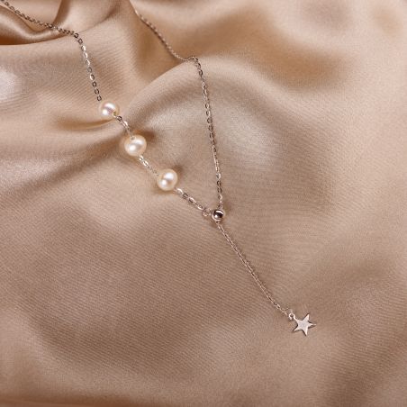 Colier argint Pearls & Star charm