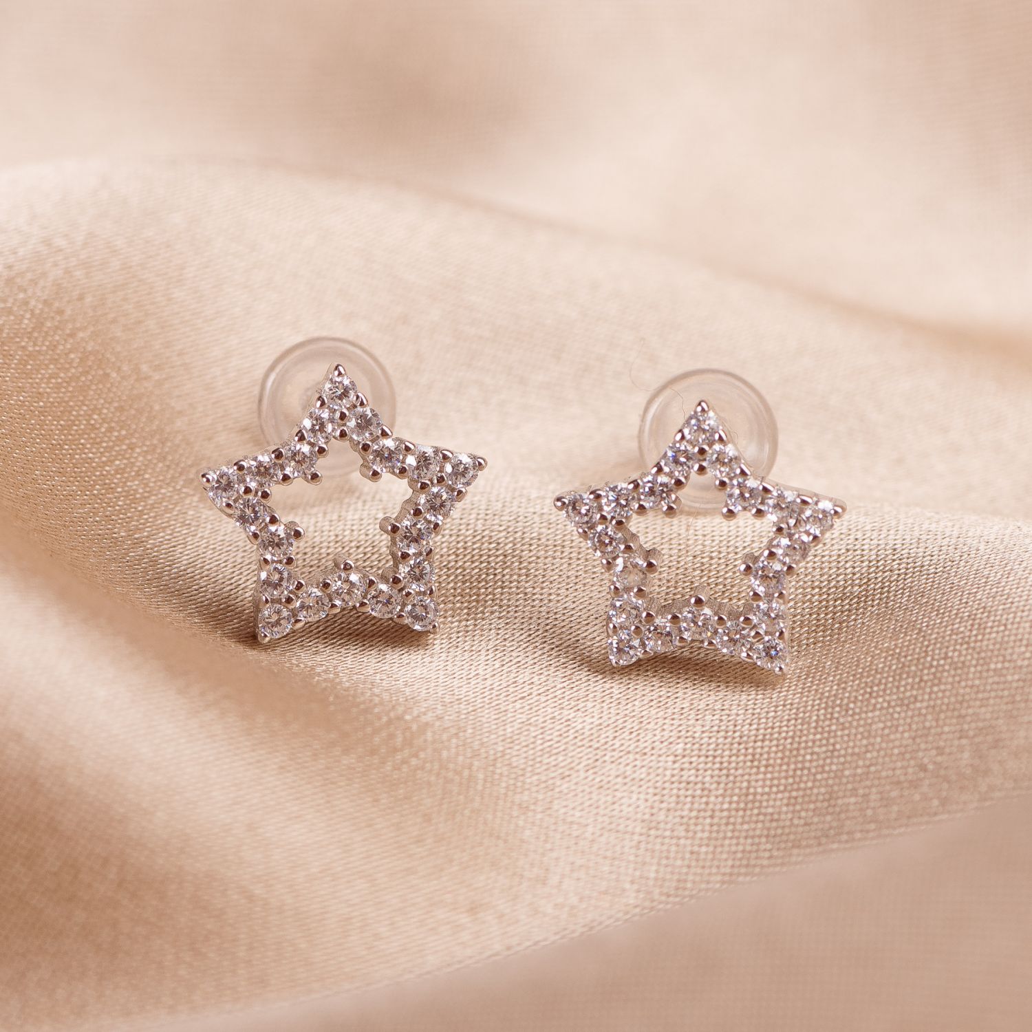 Sterling Silver Earrings Minimal Starlight zirconia