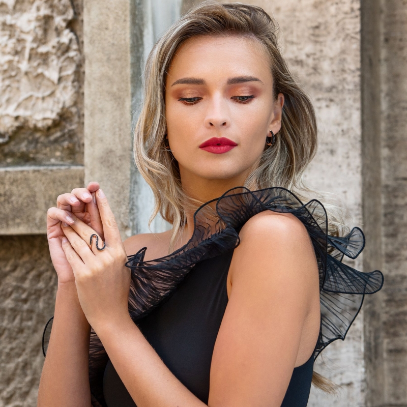 Inel argint Cool Wave black zirconia nereglabil