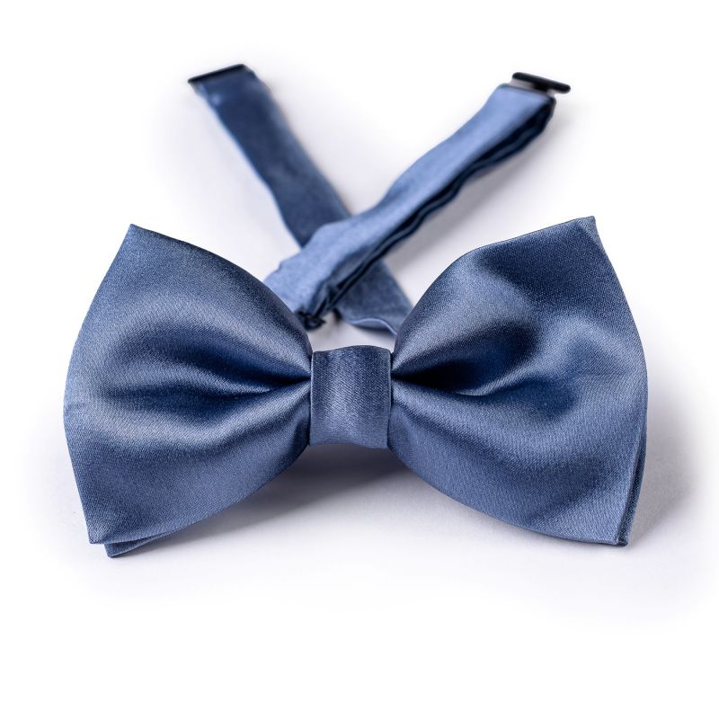 Blue grey silk bow tie