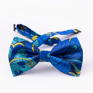 London Paisley 31 Santorini blue silk bow tie
