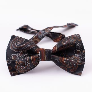 London Paisley 16 brown silk bow tie