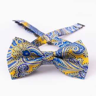 London Paisley 2 blue light silk bow tie