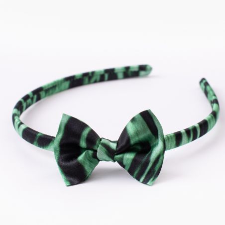 Silk Headband Animal Print Light Green