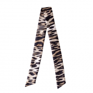 Twilly Silk Scarf Animal Print Black