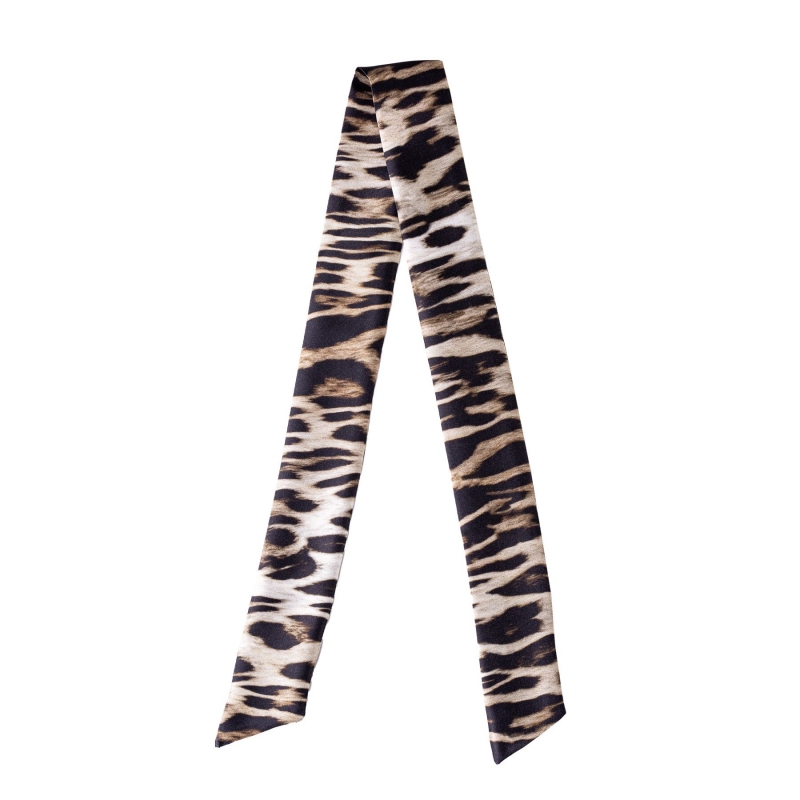 Twilly Silk Scarf Animal Print Black