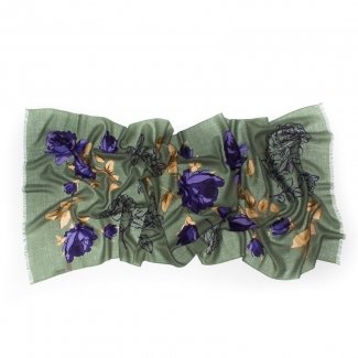 Esarfa lana Mila Schon blu roses