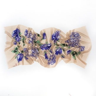 Wool Scarf Mila Schon bej blue roses