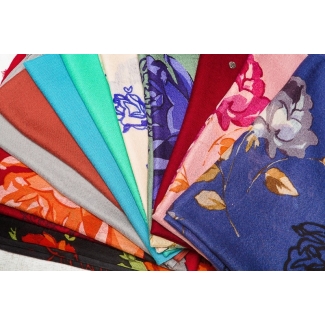 Wool Scarf Mila Schon bej blue roses