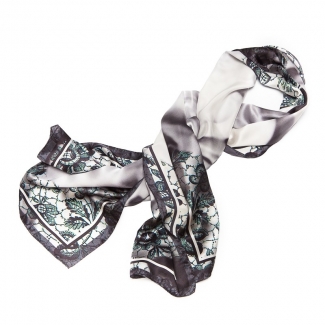 Silk Shawl Laura Biagiotti white roses black