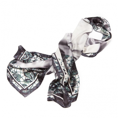 Silk Shawl Laura Biagiotti white roses black