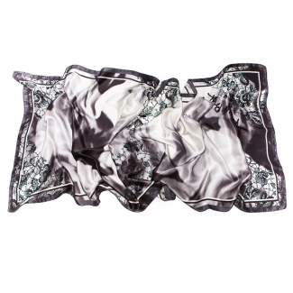 Silk Shawl Laura Biagiotti white roses black