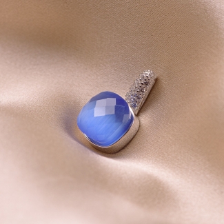 Sterling Silver Necklace  Beauty Blue Tanzanite Cat Eye fatetat