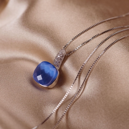 Sterling Silver Necklace  Beauty Blue Tanzanite Cat Eye fatetat