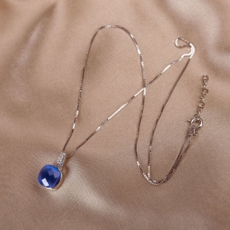 Sterling Silver Necklace  Beauty Blue Tanzanite Cat Eye fatetat