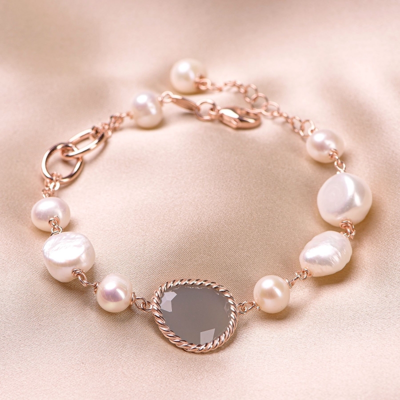 Bratara argint roz New Pearl Design