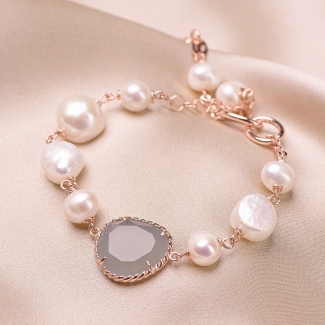 Bratara argint roz New Pearl Design