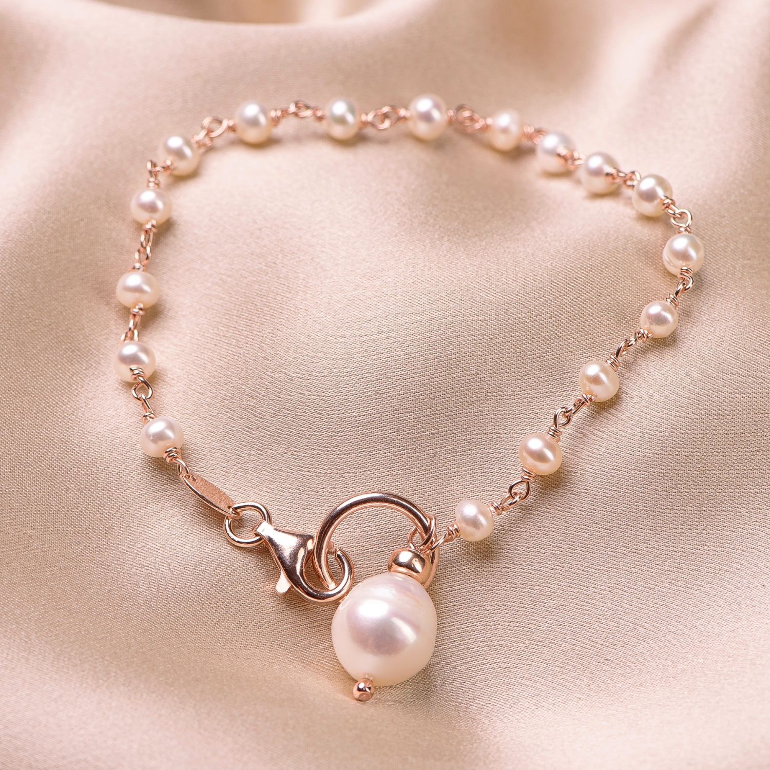 Bratara argint roz Pearls Essence
