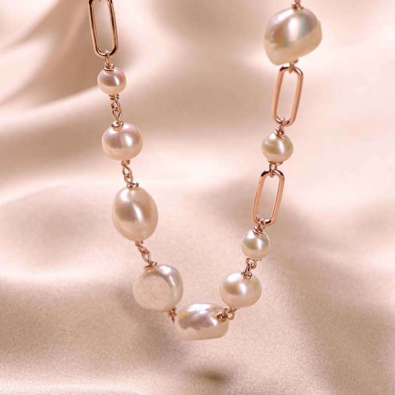 Colier argint roz Pearls Connection