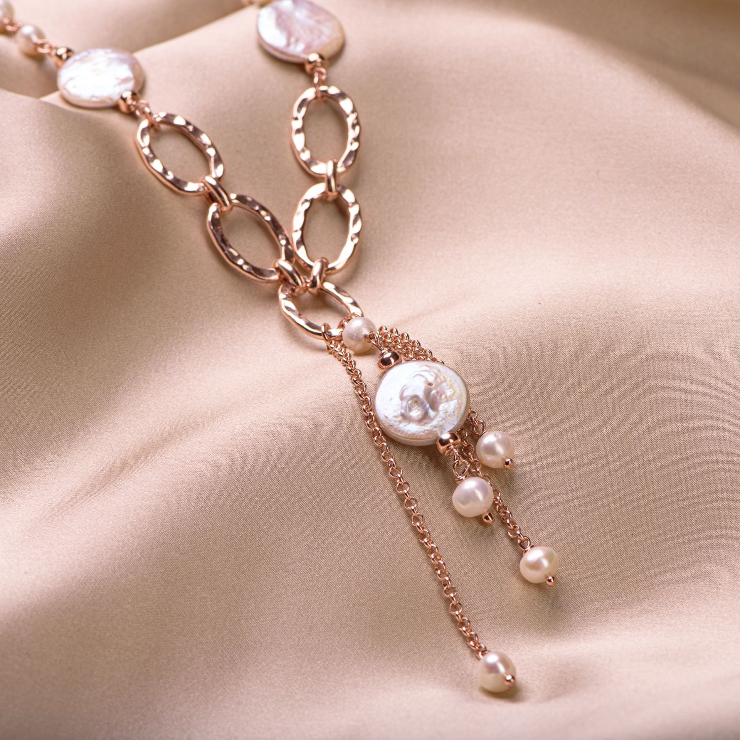 Sterling Silver pink Necklace Cool Pearls Mood