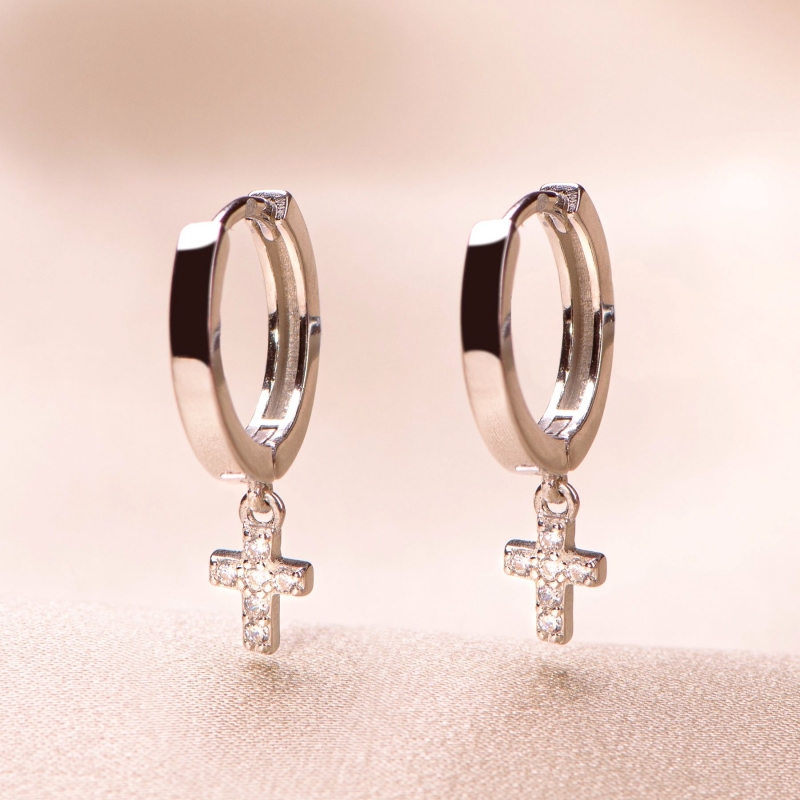 Sterling Silver Earrings Cioia cross