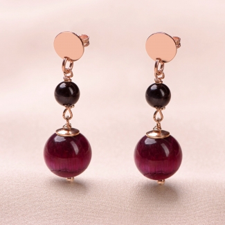 Cercei argint roz ochi de tigru