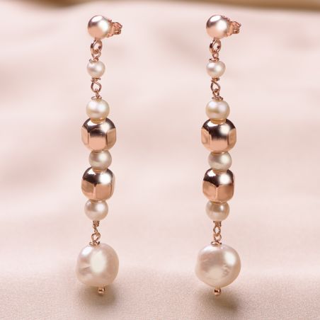 Sterling Silver pink Earrings Pearls Code