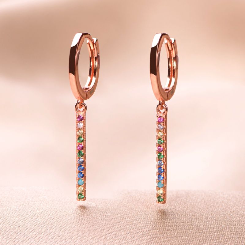 Sterling Silver pink Earrings Rainbow Vibe