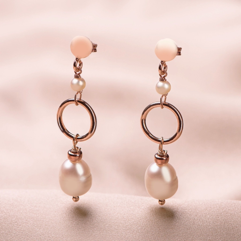 Cercei argint roz Always, the Pearls