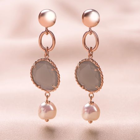 Cercei argint roz New Pearl Design