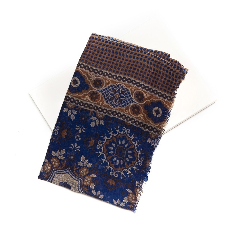 Wool scarf men Mila Shon blue