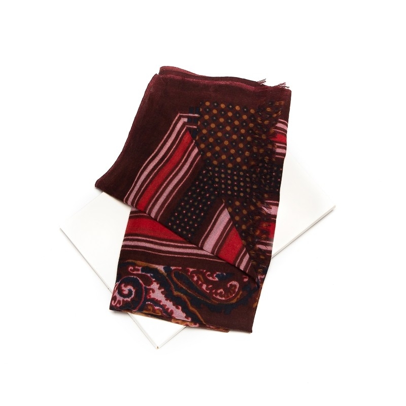 Wool scarf men Mila Shon bordo stripes