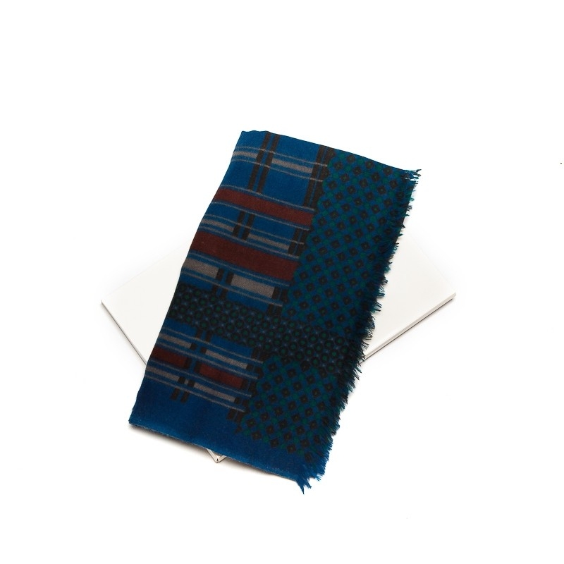 Wool scarf men Mila Shon blue stripes