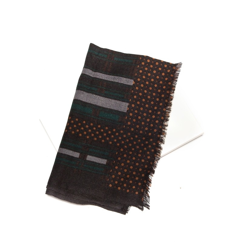 Wool scarf men M. Shon brown stripes
