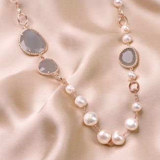 Sterling Silver pink Necklace Pearl Design